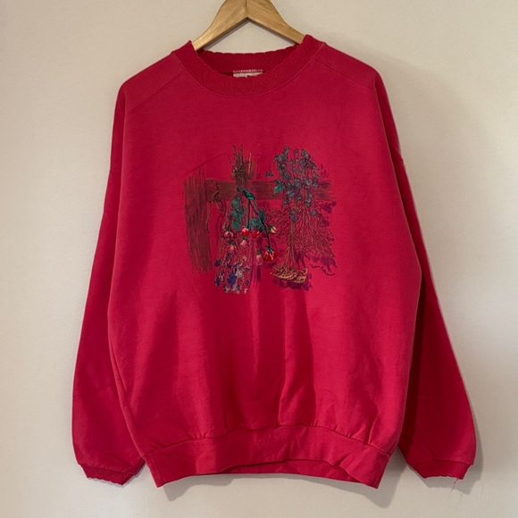Vintage Northern Reflections Flower Crewneck Sweatshirt / XL / Pink / 90s - Picture 1 of 7